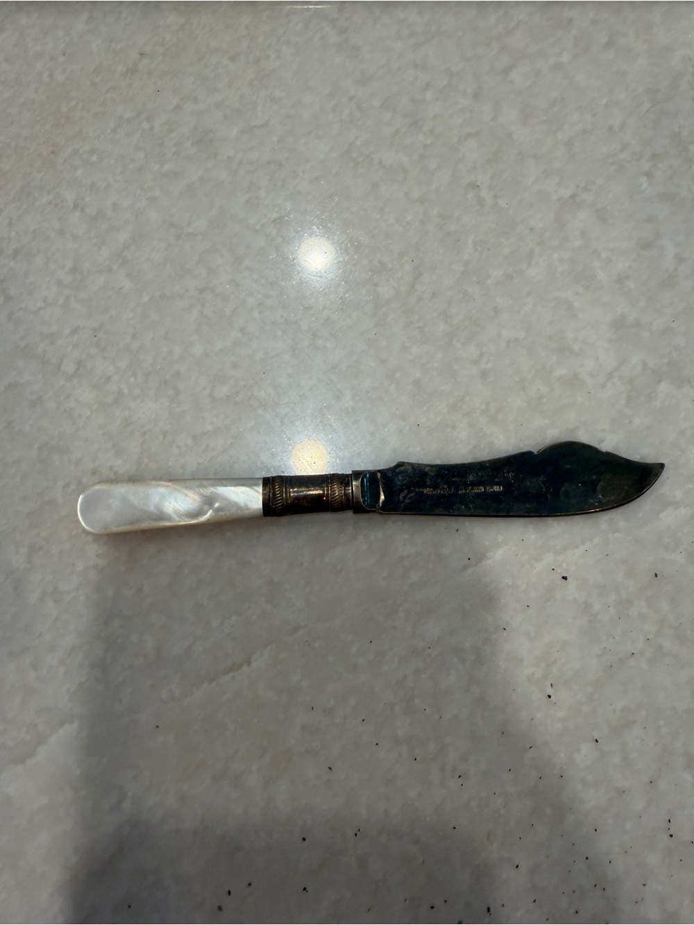 Vintage Mother-of-Pearl Handle silver plate Butter Knife